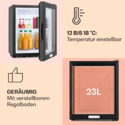 MKS-12 Minibar 24 Liter Klasse E Schwarz Glas 0dB 3 MKS-12 Minibar 24 Liter Klasse E Schwarz Glas 0dB -Klarstein Verkaufs 10005439 de 0004 usp
