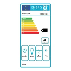 UW60BL Dunstabzugshaube 60 Cm Abzug Unterbau LED 210 M³/h -Klarstein Verkaufs 10011484 energy label