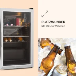 Beersafe XXL Kühlschrank 80 Liter 3 Böden Panoramaglastür Edelstahl -Klarstein Verkaufs 10027673 de 0004 logo