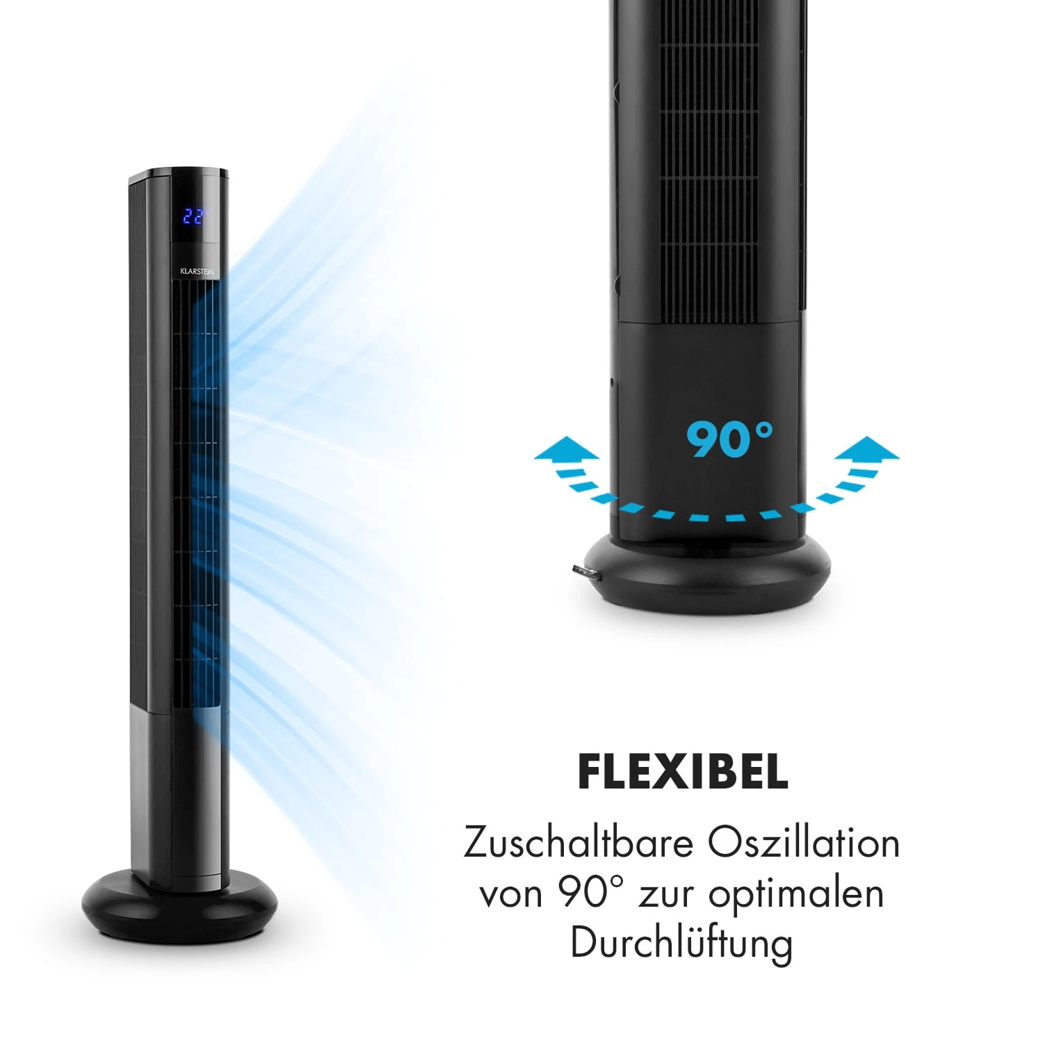 Skyscraper 3G Turmventilator 48W 1.633 m³/h Fernbedienung Skyscraper 3G Turmventilator 48W 1.633 M³/h Fernbedienung -Klarstein Verkaufs 10027942 de 0006 logo