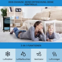 Carribean Blue 3-in-1 Luftkühler Ventilator Luftbefeuchter 402 M3/h | 70 Watt | 4 Liter | 3 Geschwindigkeiten | Oszillation | Mobil -Klarstein Verkaufs 10028180 de 0003 usp