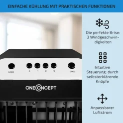 Carribean Blue 3-in-1 Luftkühler Ventilator Luftbefeuchter 402 M3/h | 70 Watt | 4 Liter | 3 Geschwindigkeiten | Oszillation | Mobil -Klarstein Verkaufs 10028180 de 0004 usp