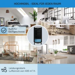 Carribean Blue 3-in-1 Luftkühler Ventilator Luftbefeuchter 402 M3/h | 70 Watt | 4 Liter | 3 Geschwindigkeiten | Oszillation | Mobil -Klarstein Verkaufs 10028180 de 0005 usp