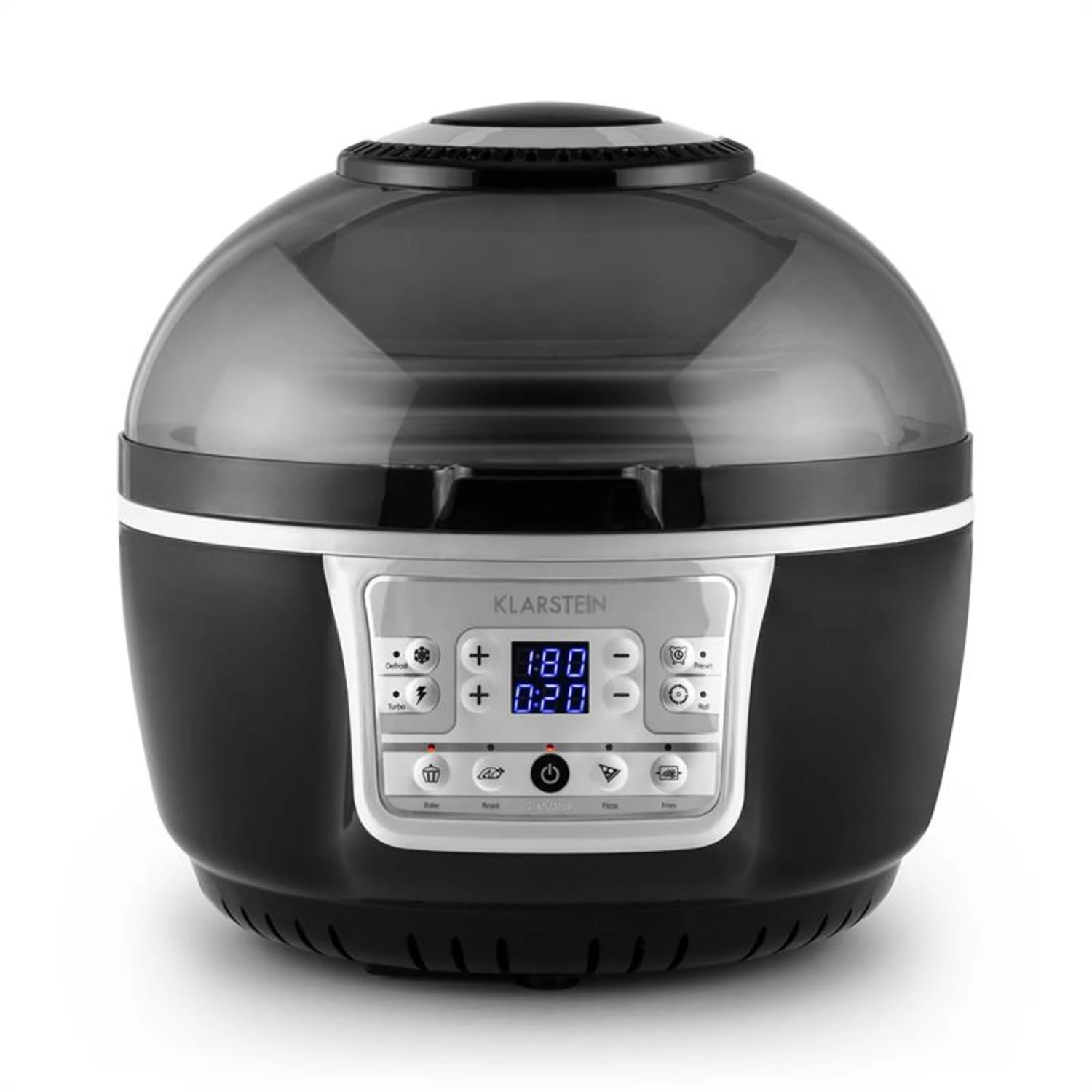 VitAir Turbo Heißluftfritteuse grau-schwarz 1400W Grillen Backen 9l VitAir Turbo Heißluftfritteuse Grau-schwarz 1400W Grillen Backen 9l -Klarstein Verkaufs 10028290 yy 0005 titel Klarstein VitAir Heissluftfritteuse
