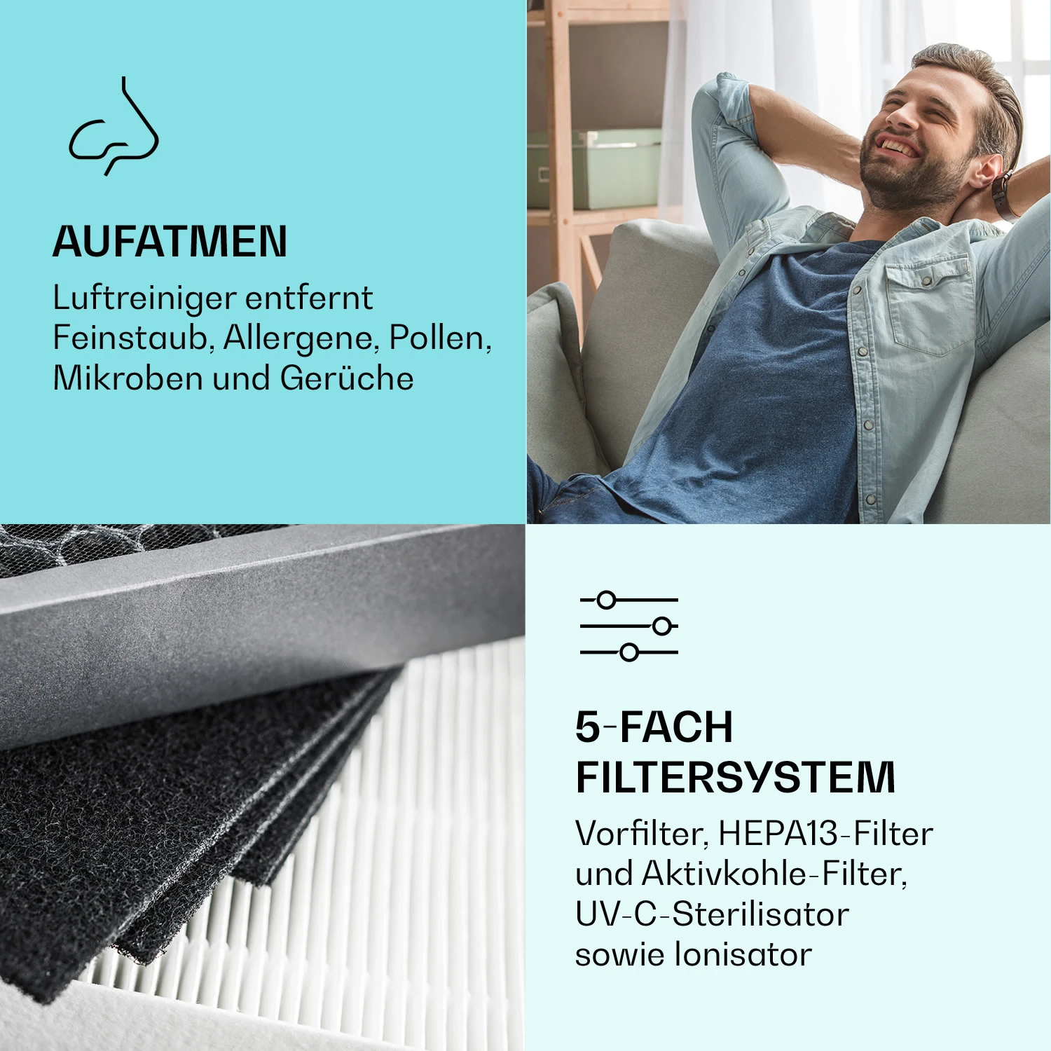 Vita Pure 2G 5-in-1 Luftreiniger HEPA-13 50 m² 30 db 55 W UV-C Touch Vita Pure 2G 5-in-1 Luftreiniger HEPA-13 50 M² 30 Db 55 W UV-C Touch -Klarstein Verkaufs 10028709 de 0003 logo