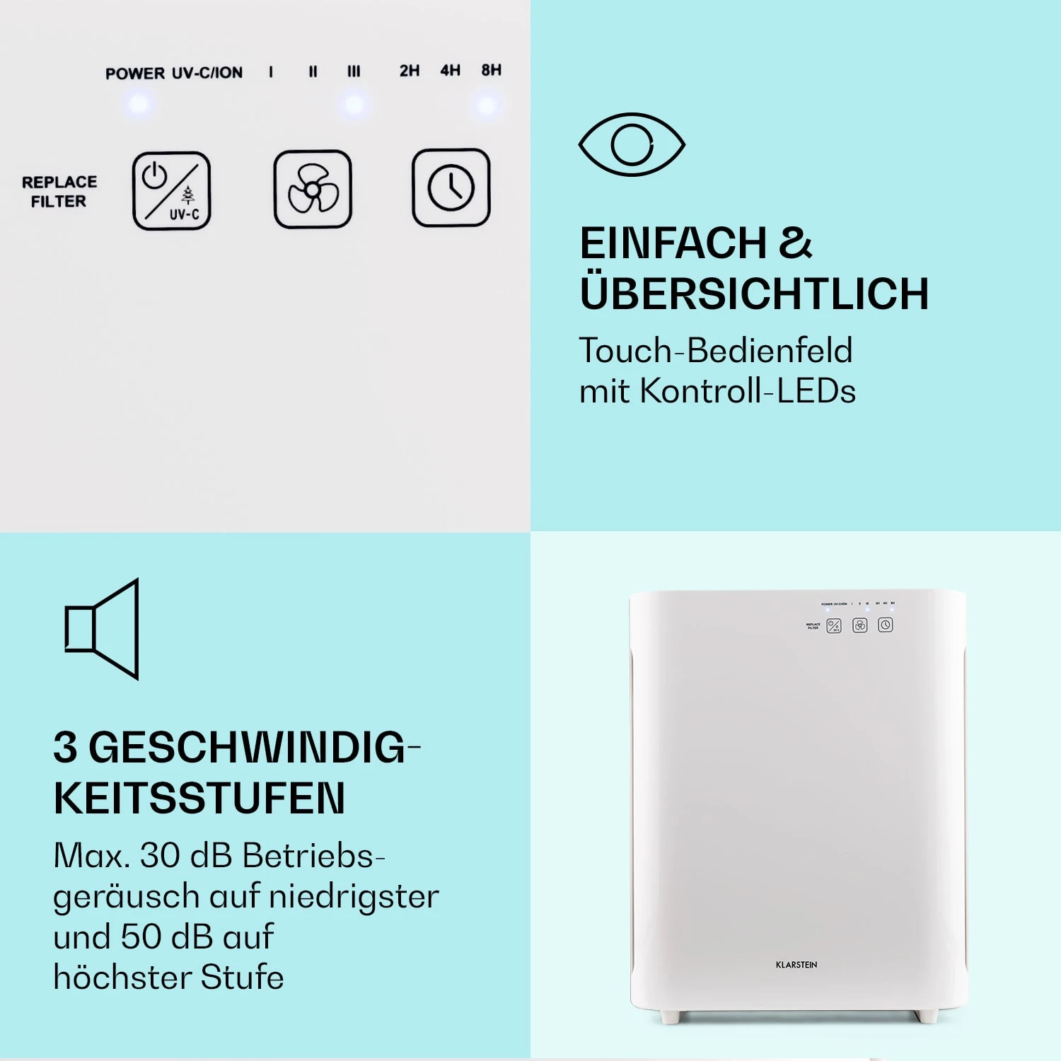 Vita Pure 2G 5-in-1 Luftreiniger HEPA-13 50 m² 30 db 55 W UV-C Touch Vita Pure 2G 5-in-1 Luftreiniger HEPA-13 50 M² 30 Db 55 W UV-C Touch -Klarstein Verkaufs 10028709 de 0005 logo