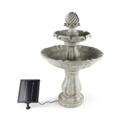 Vogelsbrunn Springbrunnen 60x90cm 3W Solar Akku Beton-Optik -Klarstein Verkaufs 10029039 yy 0005 front Blumfeldt Vogelsbrunn Zierbrunnen Solar