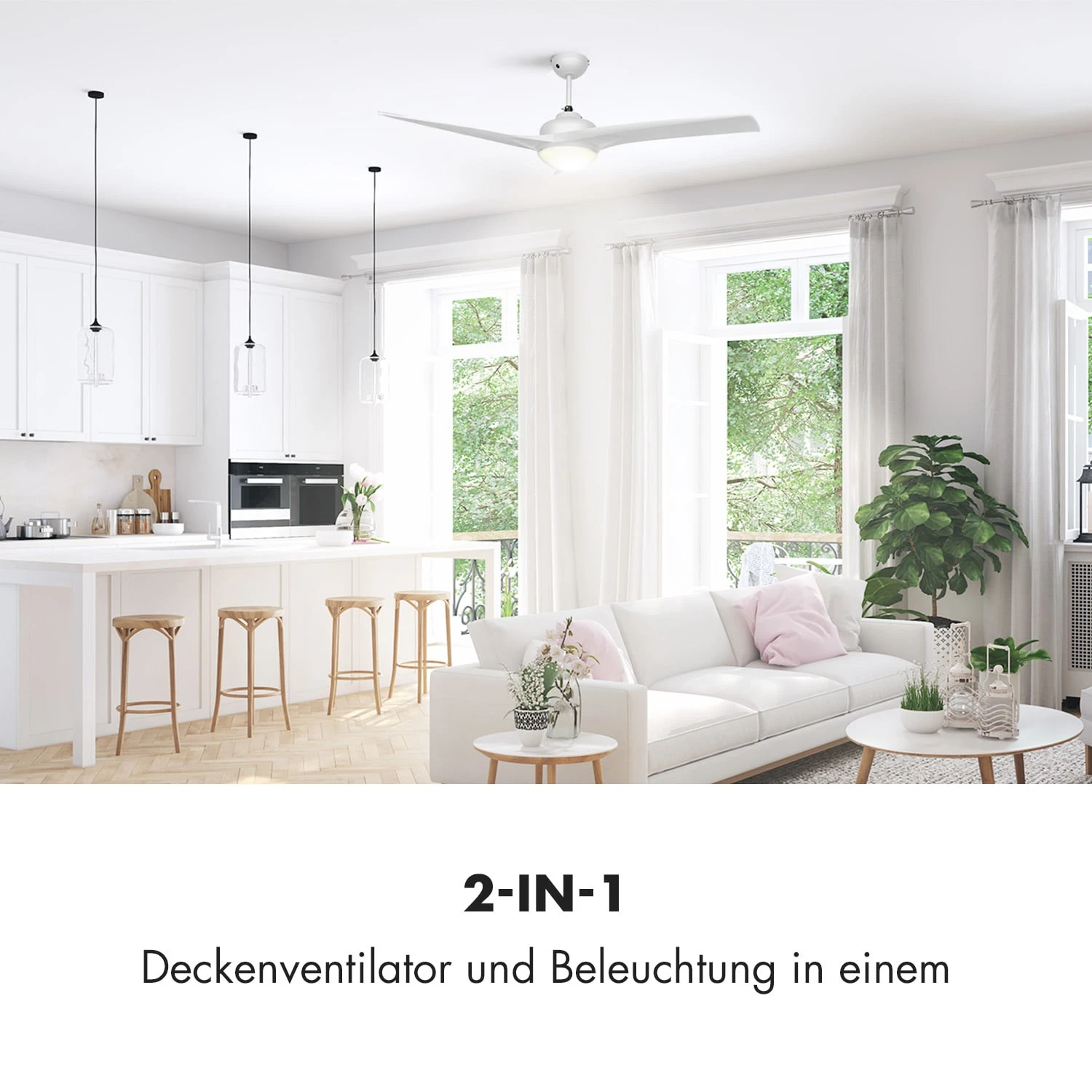 Figo 2-in-1-Deckenventilator Lampe Ø132cm 10.039m³/h Fernbedienung Figo 2-in-1-Deckenventilator Lampe Ø132cm 10.039m³/h Fernbedienung -Klarstein Verkaufs 10029345 de 0002 logo