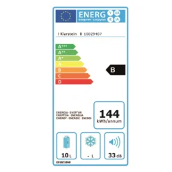 Frosty Mini-Kühlschrank 10 Liter 65W Klasse B Schwarz -Klarstein Verkaufs 10029407 energy label