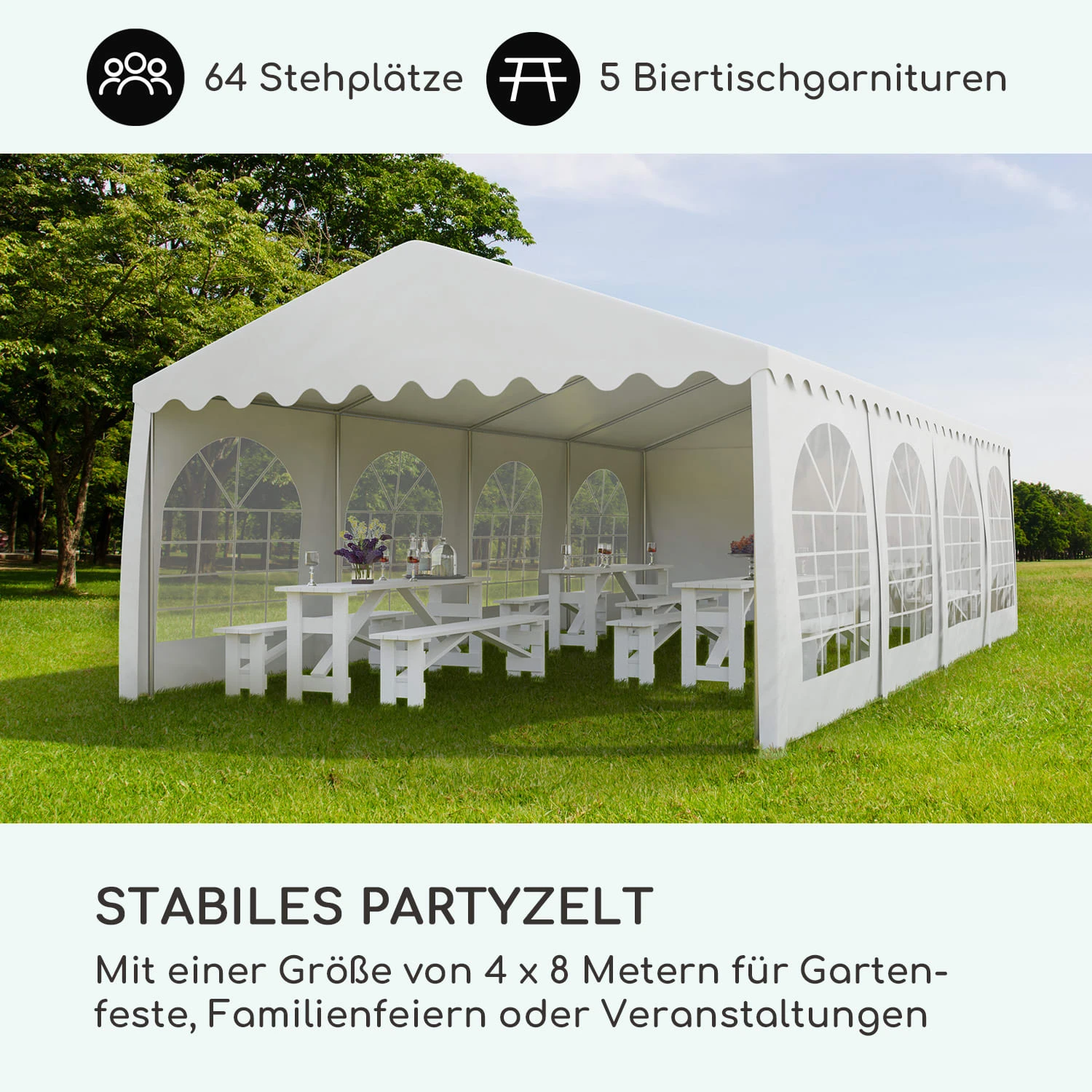 Sommerfest 4x8m 500 g/m² Partyzelt Festzelt PVC wasserdicht verzinkt Sommerfest 4x8m 500 G/m² Partyzelt Festzelt PVC Wasserdicht Verzinkt -Klarstein Verkaufs 10029436 de 0002 logo