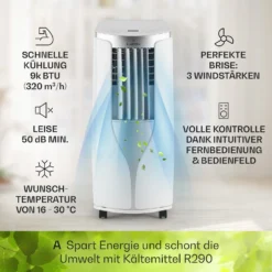 New Breeze 9 Mobile Klimaanlage 4-in-1 9.000 BTU / 2,6 KW Mobil Timer -Klarstein Verkaufs 10029704 de 0003 usp