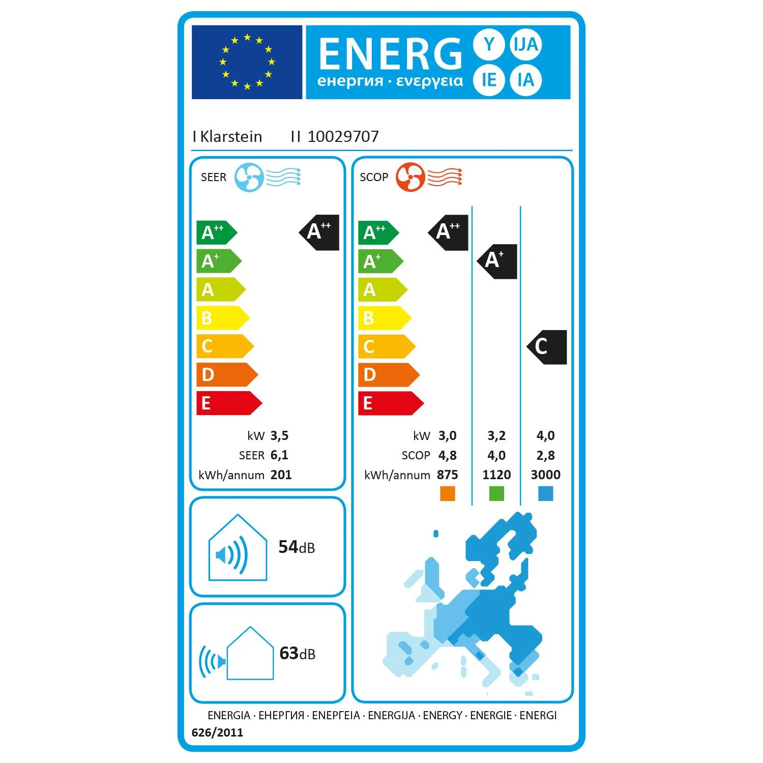 Windwaker Pro 12 Inverter Split Klimaanlage 12000 BTU A++ weiß Windwaker Pro 12 Inverter Split Klimaanlage 12000 BTU A++ Weiß -Klarstein Verkaufs 10029707 energy label