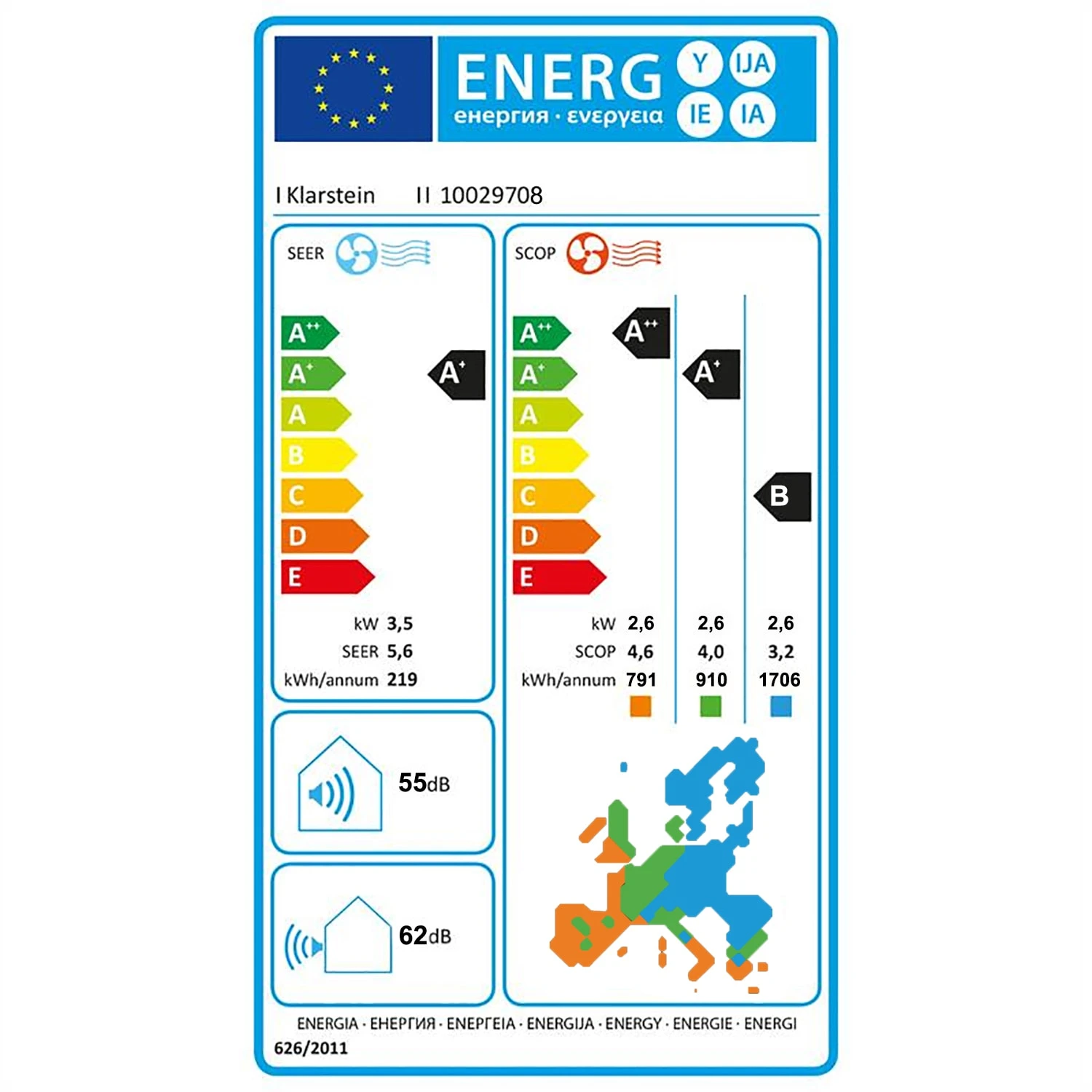 Windwaker B 9 Inverter Split Klimaanlage 9000 BTU A+ weiß Windwaker B 9 Inverter Split Klimaanlage 9000 BTU A+ Weiß -Klarstein Verkaufs 10029708 energy label