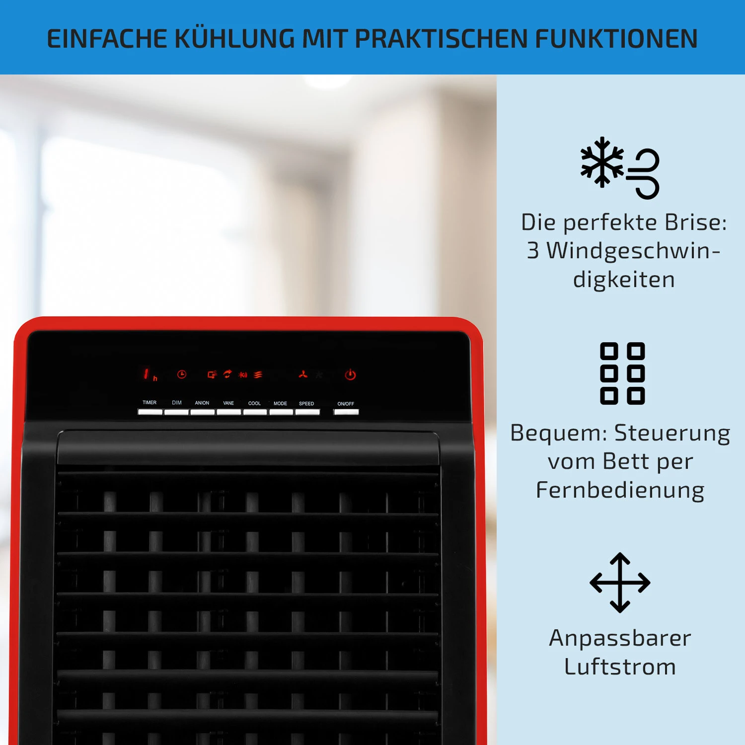 CTR-1 4-in-1 Luftkühler 360 m³/h 65 W 8 Ltr Fernbedienung mobil CTR-1 4-in-1 Luftkühler 360 M³/h 65 W 8 Ltr Fernbedienung Mobil -Klarstein Verkaufs 10029735 de 0004 usp