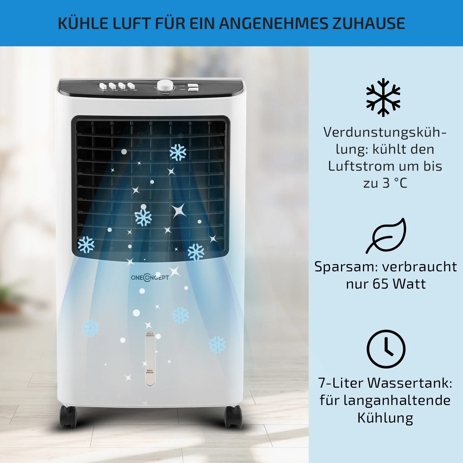 MCH-2 v2 3-in-1 Luftkühler 360 m³/h 65 Watt 7 Ltr Fernbedienung mobil MCH-2 V2 3-in-1 Luftkühler 360 M³/h 65 Watt 7 Ltr Fernbedienung Mobil -Klarstein Verkaufs 10029741 de 0002 usp