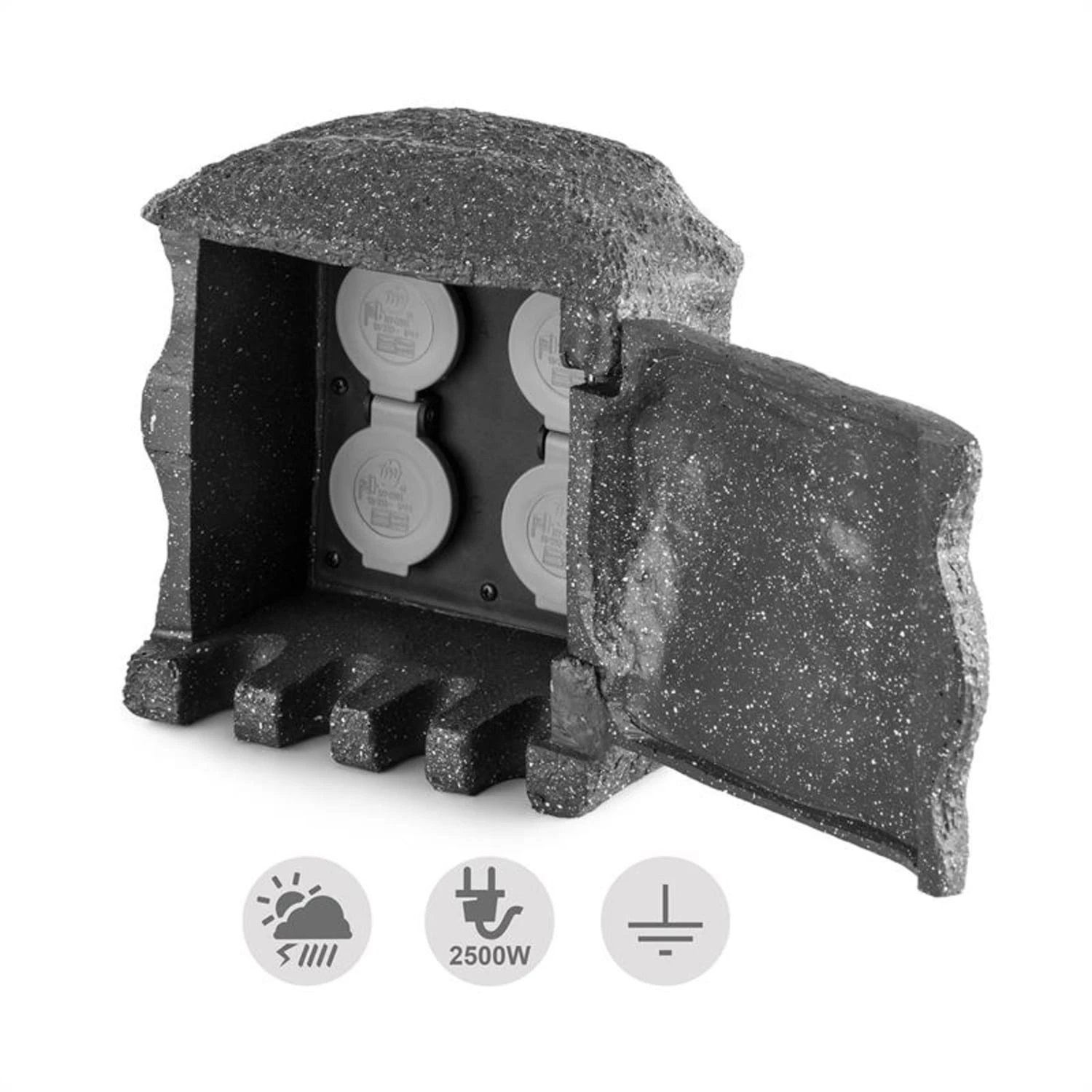 Power Rock Remote Gartensteckdose 4-fach Verteiler 3m Fels dunkelgrau Power Rock Remote Gartensteckdose 4-fach Verteiler 3m Fels Dunkelgrau -Klarstein Verkaufs 10030598 yy 0002 titel Waldbeck Power Rock Gartensteckdose 3m dunkelgrau
