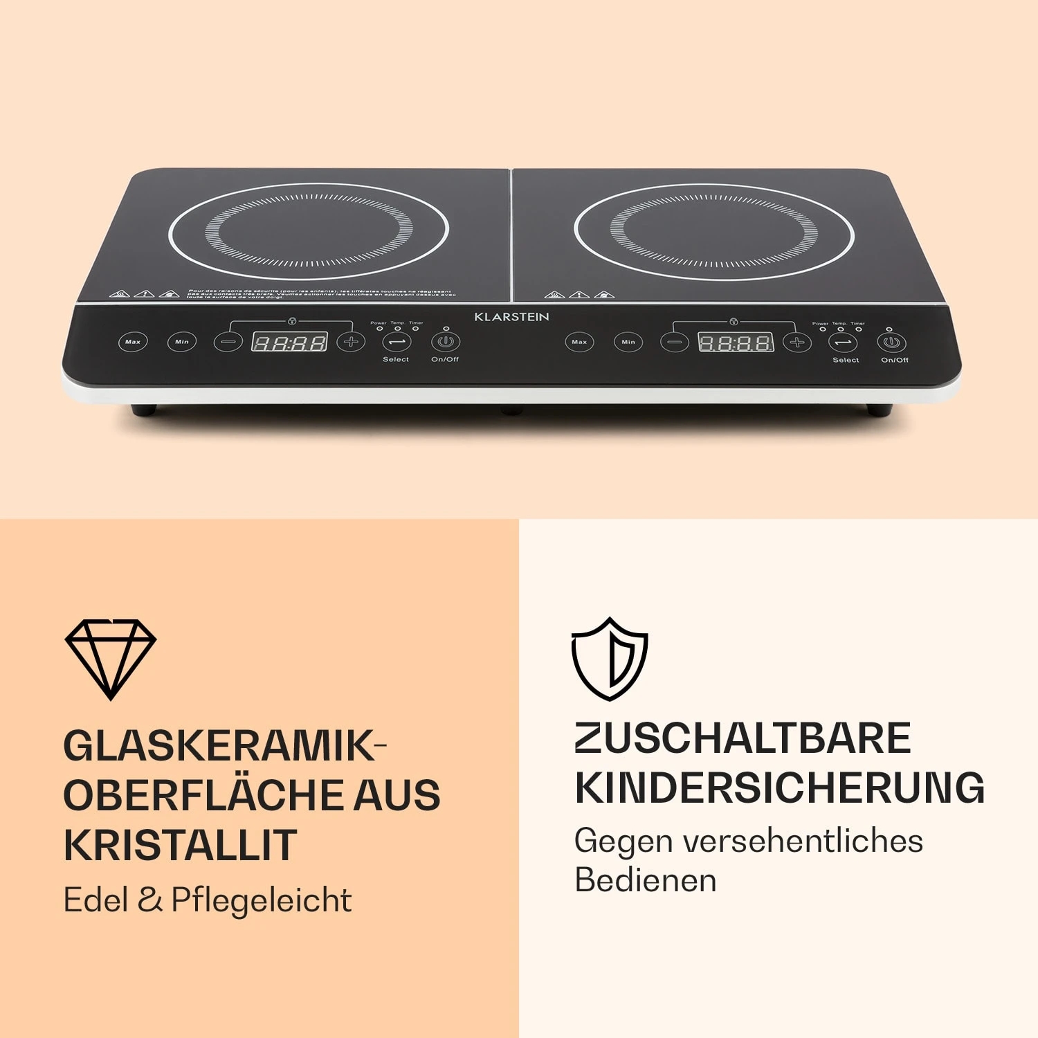 VariCook Slim Doppel-Induktionskochplatte 3500 W Timer 240° C Touch VariCook Slim Doppel-Induktionskochplatte 3500 W Timer 240° C Touch -Klarstein Verkaufs 10030684 de 0002 logo
