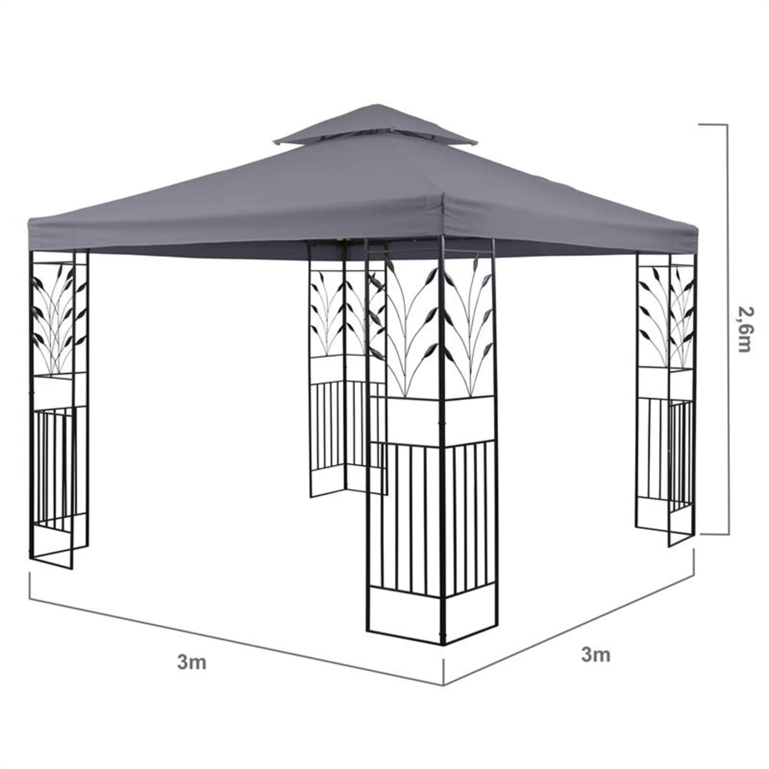 Odeon Grey Pavillon Partyzelt Festzelt 3x3m Stahl Polyester dunkelgrau Odeon Grey Pavillon Partyzelt Festzelt 3x3m Stahl Polyester Dunkelgrau -Klarstein Verkaufs 10030686 yy 0002 detail Blumfeldt Odeon Grey Pavillon Partyzelt dunkelgrau