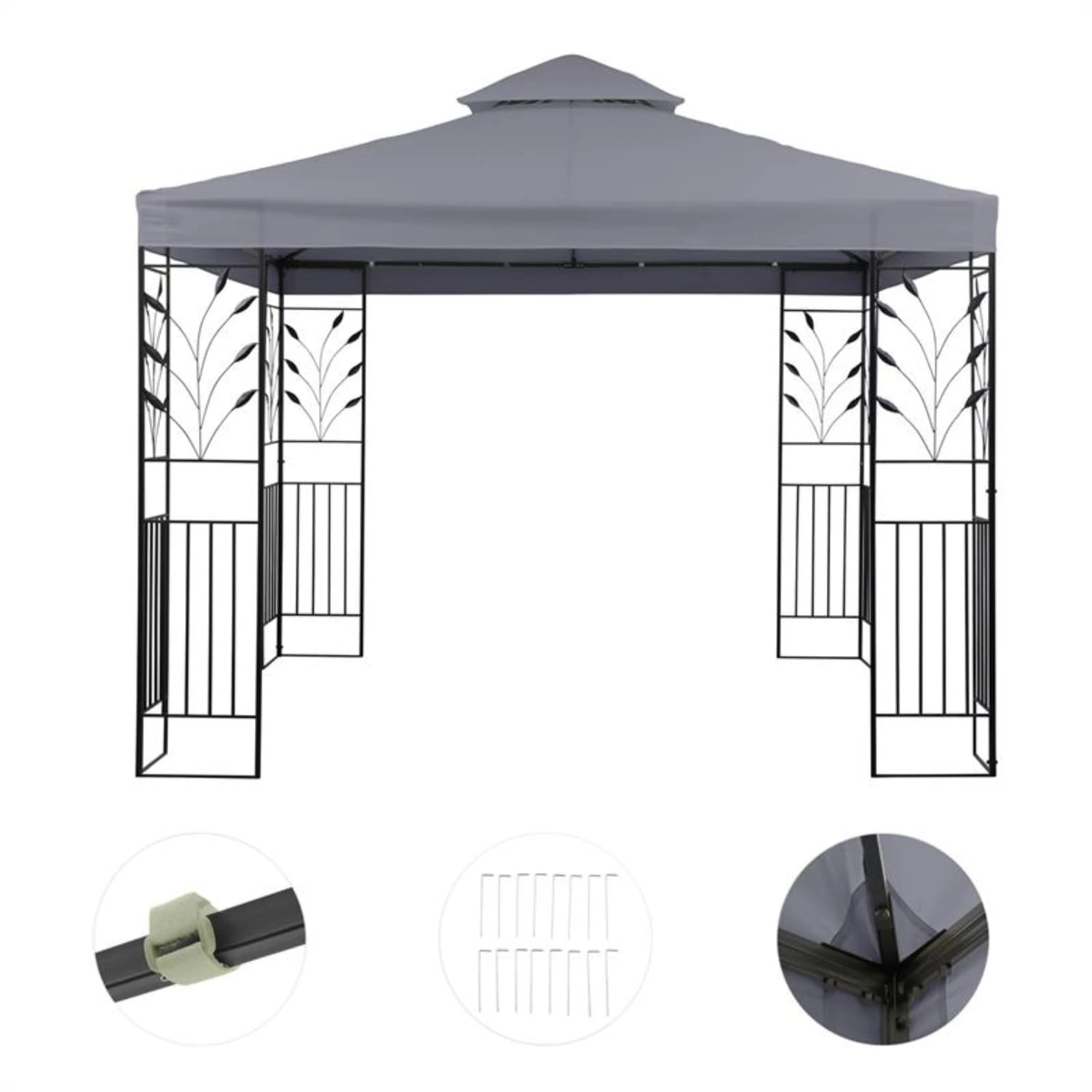 Odeon Grey Pavillon Partyzelt Festzelt 3x3m Stahl Polyester dunkelgrau Odeon Grey Pavillon Partyzelt Festzelt 3x3m Stahl Polyester Dunkelgrau -Klarstein Verkaufs 10030686 yy 0003 detail Blumfeldt Odeon Grey Pavillon Partyzelt dunkelgrau