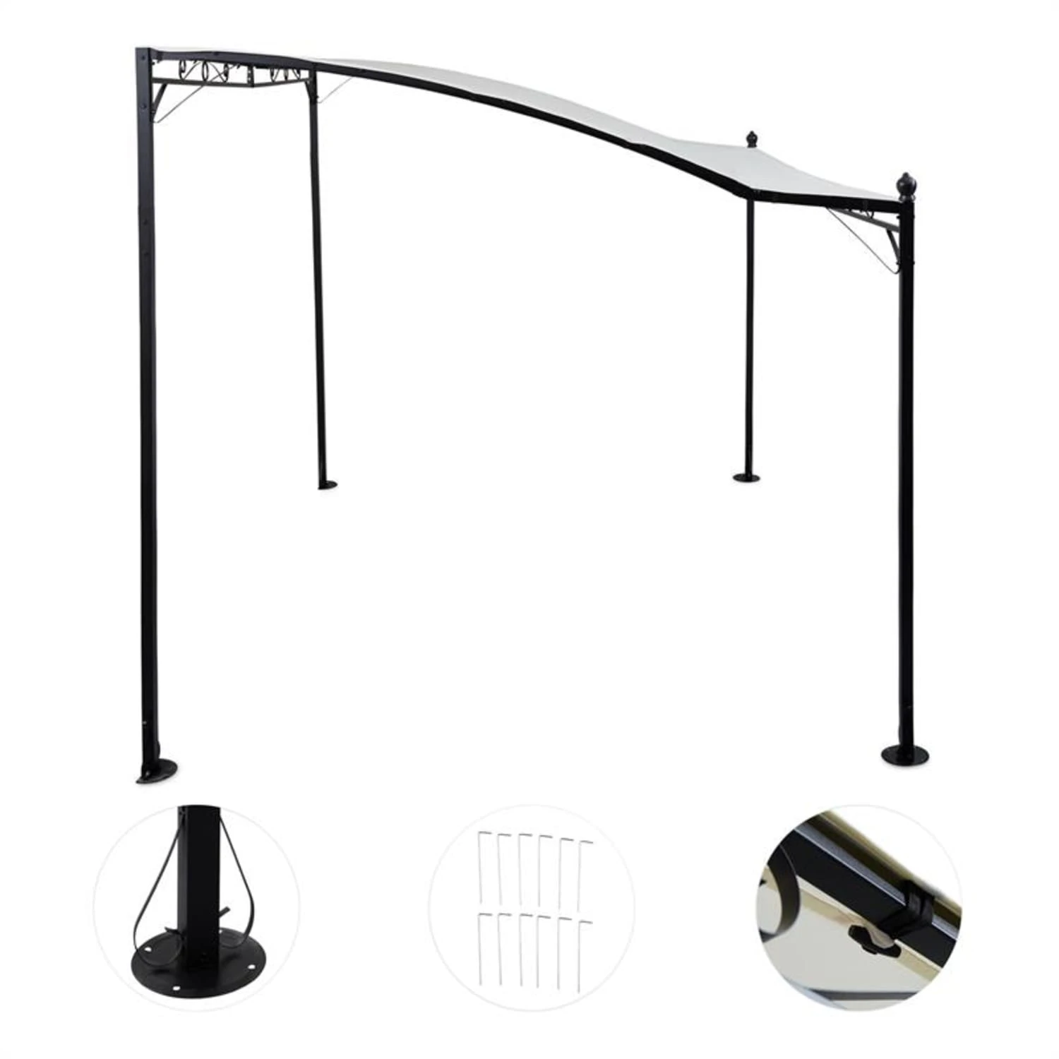 Allure Pergola Vordach Anbaupavillon 300x250cm Polyester hellbeige Allure Pergola Vordach Anbaupavillon 300x250cm Polyester Hellbeige -Klarstein Verkaufs 10030689 yy 0003 detail Blumfeldt Allure Pergola Vordach Anbaupavillon reedit