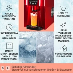 Ice Volcano 2G Eismaschine LED 12kg Je 24h 2l 6-12min Rot 1 Ice Volcano 2G Eismaschine LED 12kg Je 24h 2l 6-12min Rot -Klarstein Verkaufs 10030849 DE 0002 usp