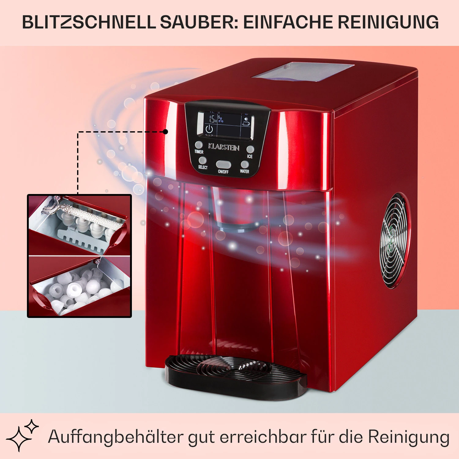 Ice Volcano 2G Eismaschine LED 12kg je 24h 2l 6-12min rot Ice Volcano 2G Eismaschine LED 12kg Je 24h 2l 6-12min Rot -Klarstein Verkaufs 10030849 DE 0005 usp