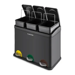 Ökosystem Mülleimer Treteimer Mülltrenner 45L (3x15 L) Schwarz -Klarstein Verkaufs 10031327 yy 0004 front Klarstein oekosystem Muelleimer Muelltrenner schwarz