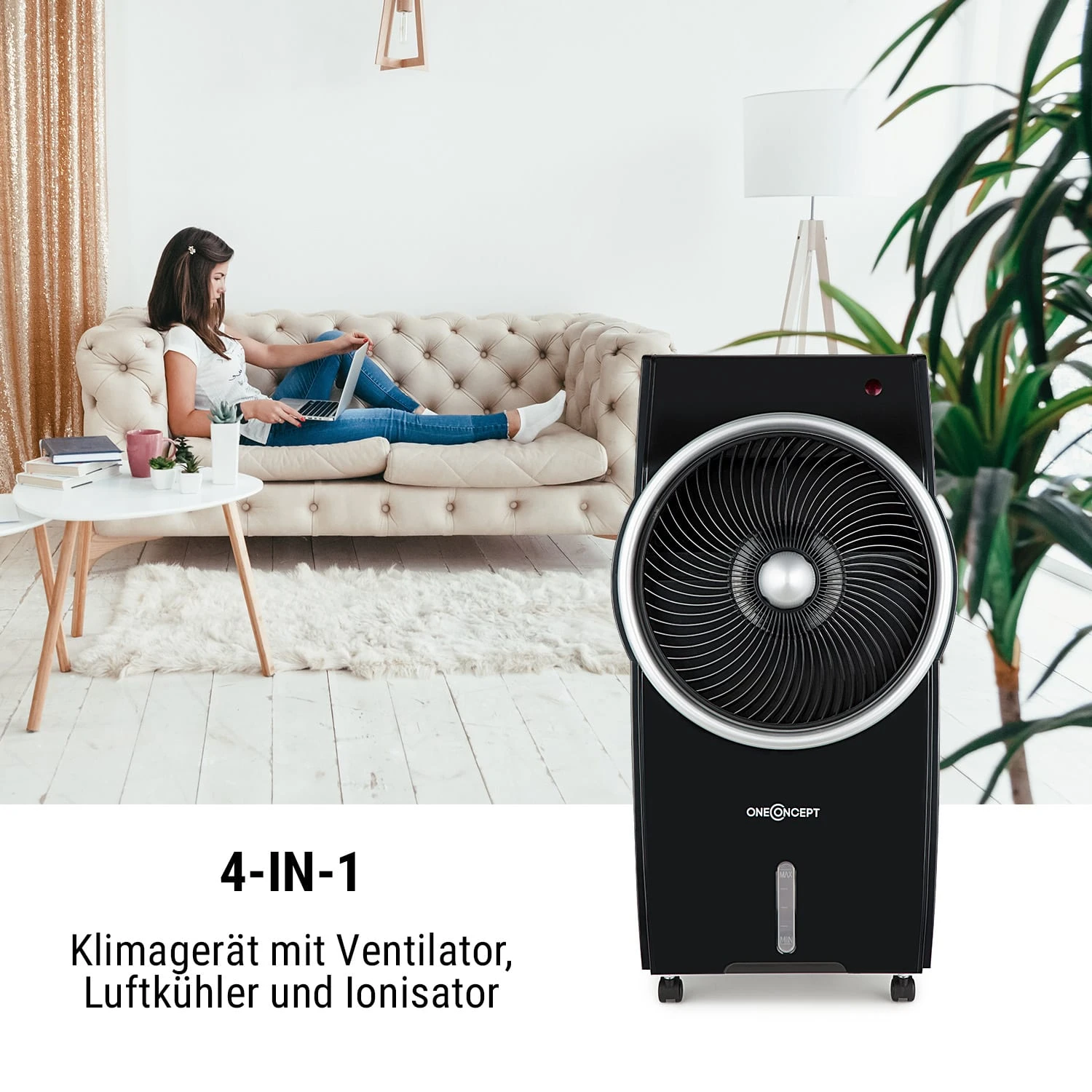 Kingcool 4-in-1 Luftkühler 2340 m³/h 95 W 8 Liter mobil Fernbedienung Kingcool 4-in-1 Luftkühler 2340 M³/h 95 W 8 Liter Mobil Fernbedienung -Klarstein Verkaufs 10031341 de 0004 usp