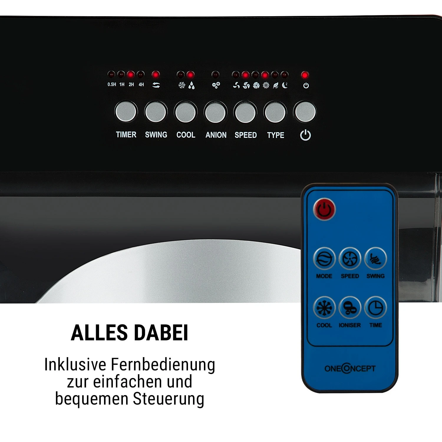 Kingcool 4-in-1 Luftkühler 2340 m³/h 95 W 8 Liter mobil Fernbedienung Kingcool 4-in-1 Luftkühler 2340 M³/h 95 W 8 Liter Mobil Fernbedienung -Klarstein Verkaufs 10031341 de 0005 usp