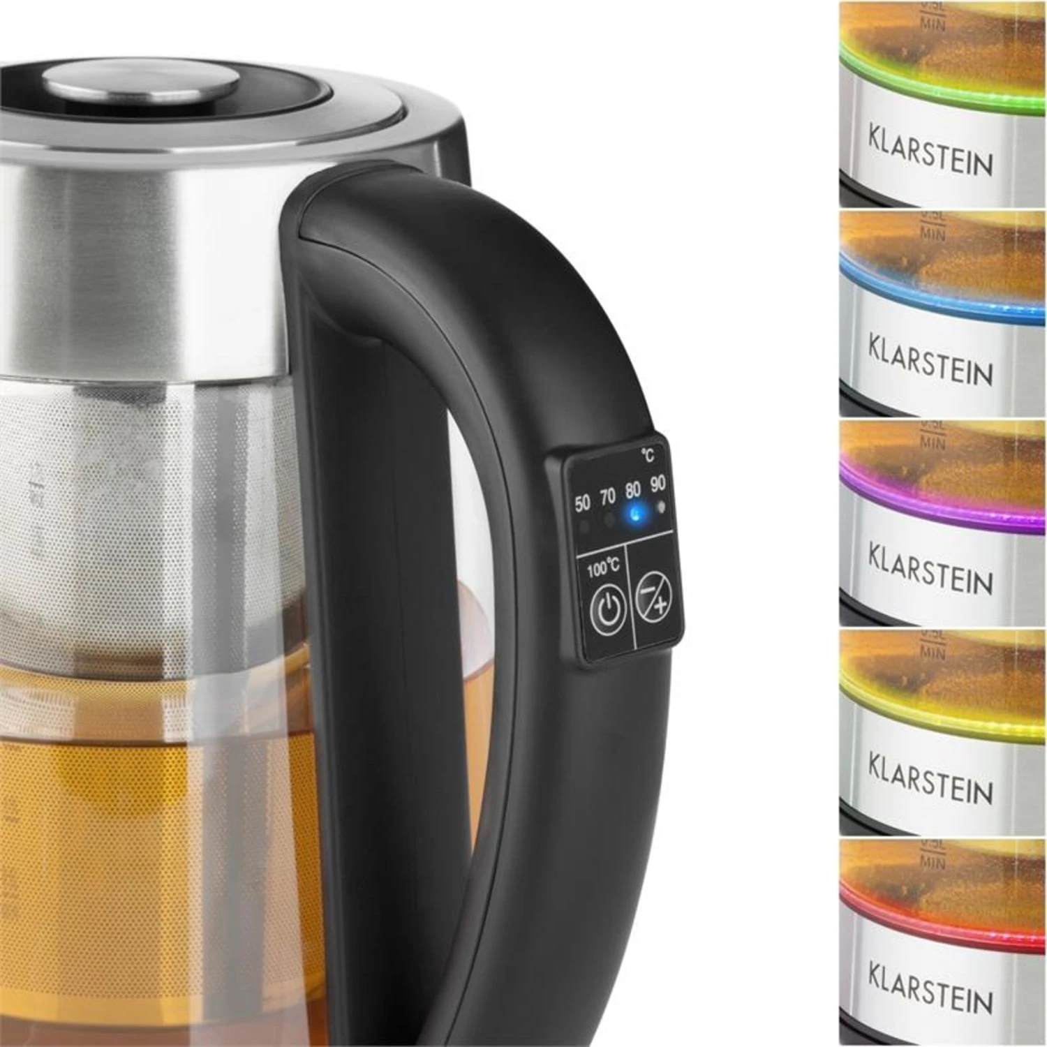 Ostfriese Wasserkocher 2-in-1 Teekocher 1,7L 2200W LED Edelstahl Glas Ostfriese Wasserkocher 2-in-1 Teekocher 1,7L 2200W LED Edelstahl Glas -Klarstein Verkaufs 10031479 yy 0004 detail Klarstein Ostfriese Wasserkocher Edelstahl Glas