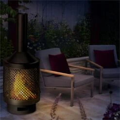 Essos Gartenofen Holzofen Ø45cm Gitterwand Stahlblech Schwarz 2 Essos Gartenofen Holzofen Ø45cm Gitterwand Stahlblech Schwarz -Klarstein Verkaufs 10031482 yy 0003 ambient Blumfeldt Essos Gartenofen schwarz