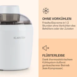 Schneeflöckchen Eiscremebereiter Thermoelektrisch 700ml Leise Weiß -Klarstein Verkaufs 10031663 de 0003 logo