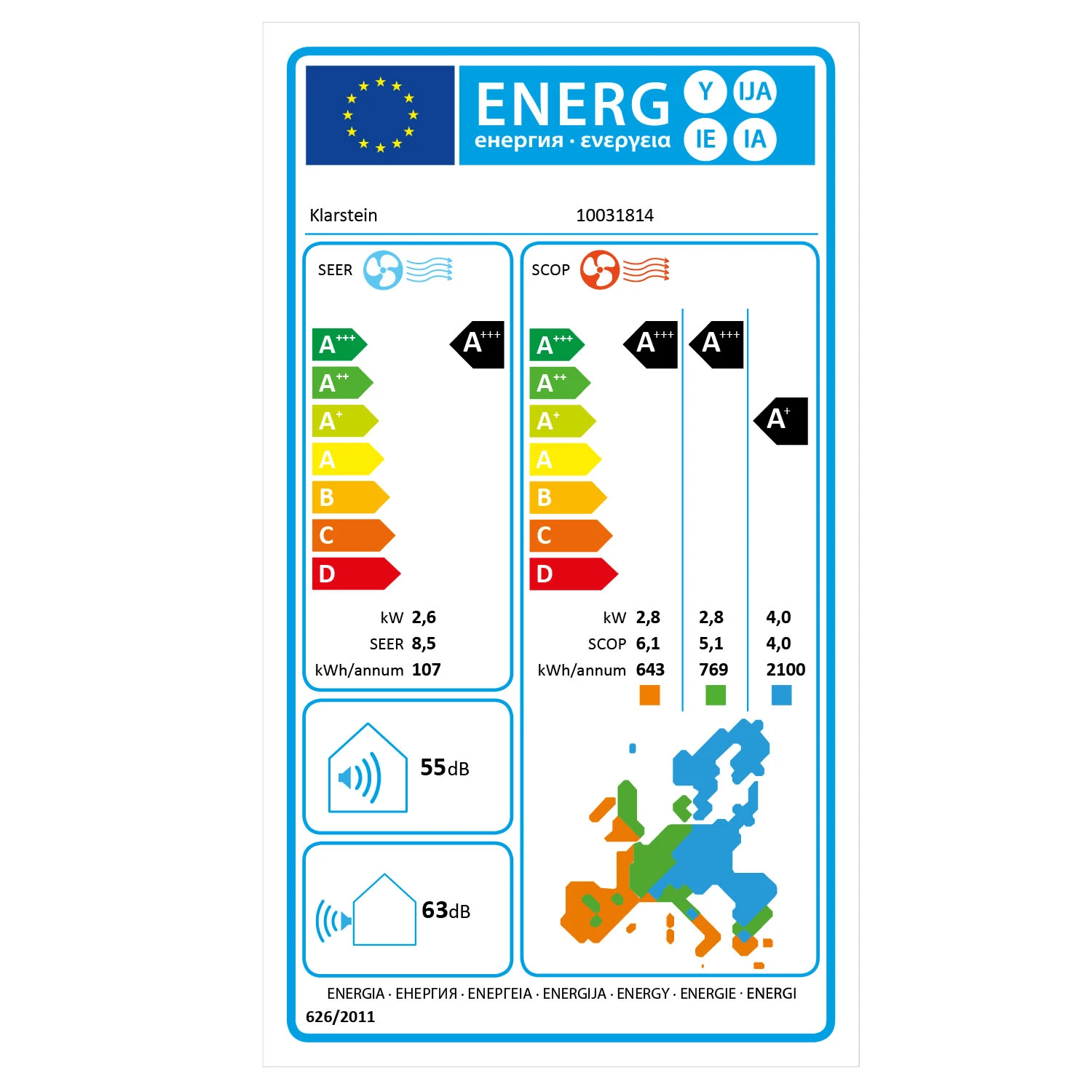 Windwaker Supreme 9000 Inverter Split-Klimaanlage 9000BTU 2,6/2,8kW RC Windwaker Supreme 9000 Inverter Split-Klimaanlage 9000BTU 2,6/2,8kW RC -Klarstein Verkaufs 10031814 energy label
