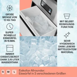 Metropolitan Eiswürfelmaschine 12kg/24h Digitales Display -Klarstein Verkaufs 10031881 de 0002 usp