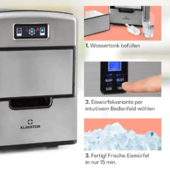 Metropolitan Eiswürfelmaschine 12kg/24h Digitales Display -Klarstein Verkaufs 10031881 de 0004 usp