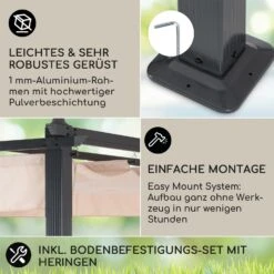 Pantheon 3x6 Pergola Vordach 3x6m Aluminium Sonnendach Polyester Beige 2 Pantheon 3x6 Pergola Vordach 3x6m Aluminium Sonnendach Polyester Beige -Klarstein Verkaufs 10031884 DE 0003 usp