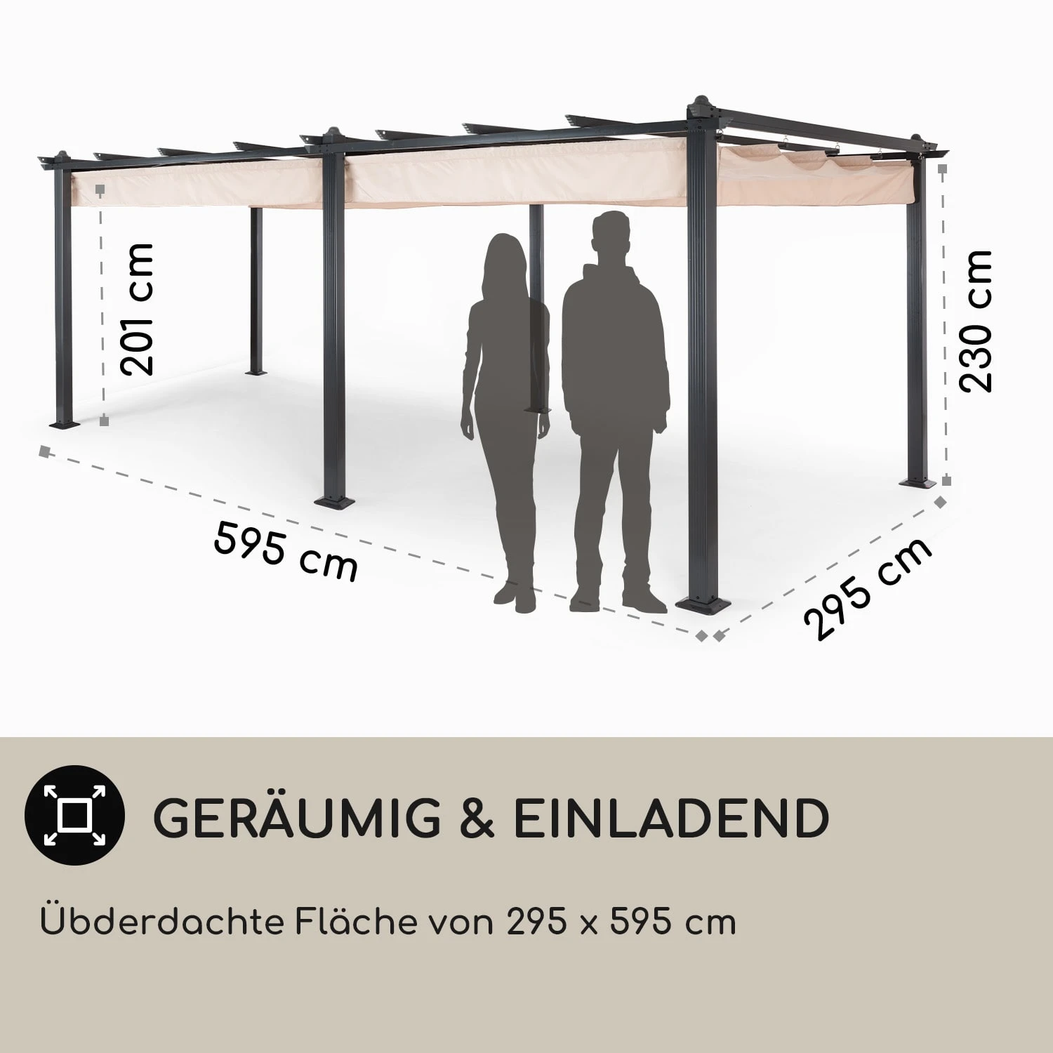 Pantheon 3x6 Pergola Vordach 3x6m Aluminium Sonnendach Polyester beige Pantheon 3x6 Pergola Vordach 3x6m Aluminium Sonnendach Polyester Beige -Klarstein Verkaufs 10031884 DE 0004 usp