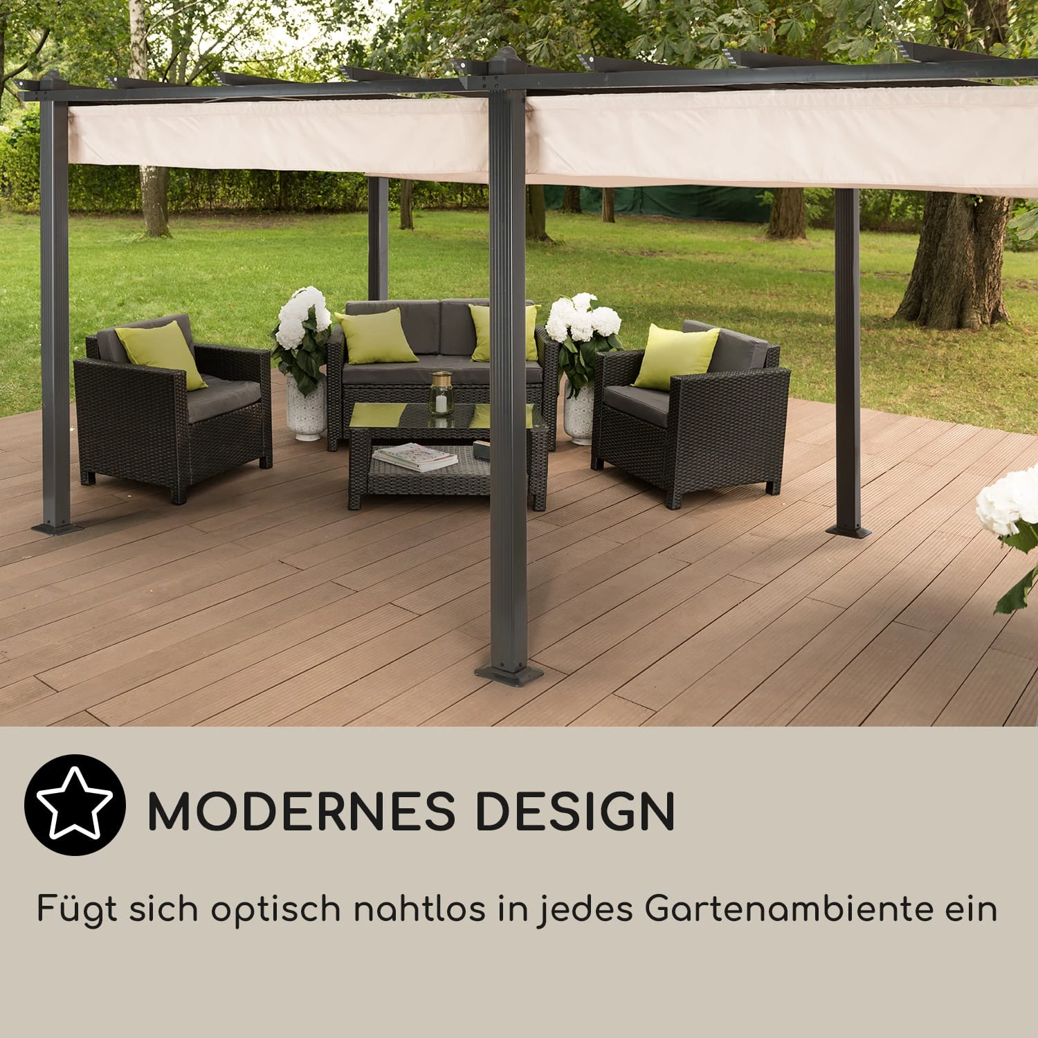 Pantheon 3x6 Pergola Vordach 3x6m Aluminium Sonnendach Polyester beige Pantheon 3x6 Pergola Vordach 3x6m Aluminium Sonnendach Polyester Beige -Klarstein Verkaufs 10031884 DE 0006 usp