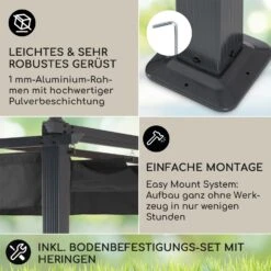 Pantheon 3x6 Pergola Vordach 3x6m Aluminium Sonnendach Polyester Grau 2 Pantheon 3x6 Pergola Vordach 3x6m Aluminium Sonnendach Polyester Grau -Klarstein Verkaufs 10031885 DE 0003 usp