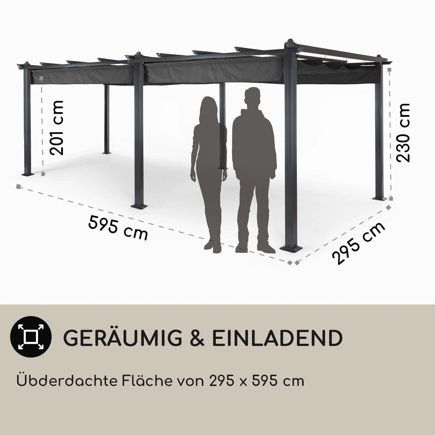 Pantheon 3x6 Pergola Vordach 3x6m Aluminium Sonnendach Polyester grau Pantheon 3x6 Pergola Vordach 3x6m Aluminium Sonnendach Polyester Grau -Klarstein Verkaufs 10031885 DE 0004 usp