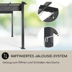 Pantheon 3x6 Pergola Vordach 3x6m Aluminium Sonnendach Polyester Grau 4 Pantheon 3x6 Pergola Vordach 3x6m Aluminium Sonnendach Polyester Grau -Klarstein Verkaufs 10031885 DE 0005 usp