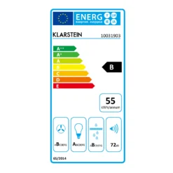 Zelda 90 Dunstabzugshaube 210W 3 Stufen 650m³/h LED EEK: B -Klarstein Verkaufs 10031903 energy label