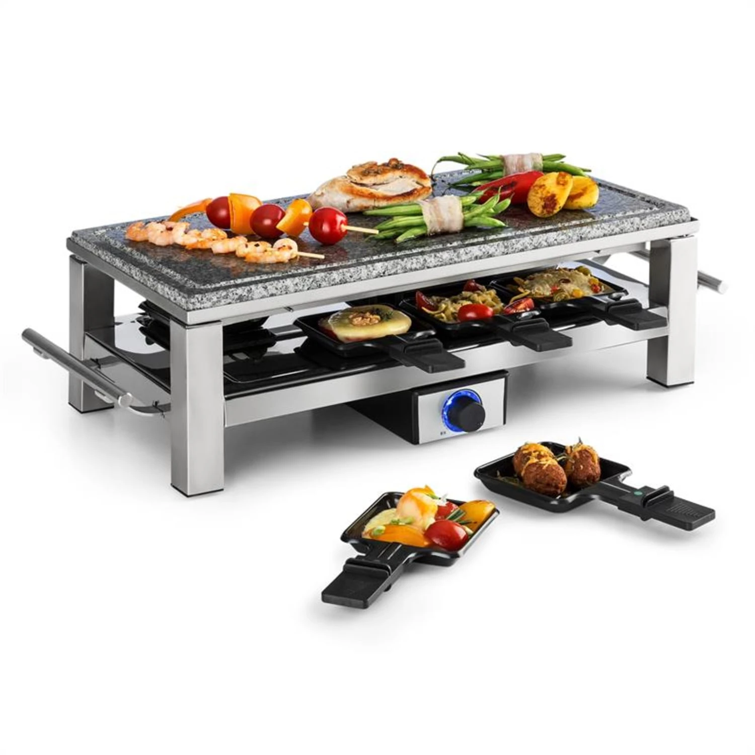 Schmelzlette Raclette 1500W Naturstein-Platte Edelstahlgehäuse Schmelzlette Raclette 1500W Naturstein-Platte Edelstahlgehäuse -Klarstein Verkaufs 10032028 yy 0001 titel Klarstein Schmelzlette Raclette 1500W Edelstahl