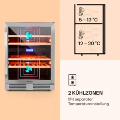 Vinovilla 43 Built-In Duo Weinkühlschrank 2 Zonen 129l 43 Fl Glastür -Klarstein Verkaufs 10032031 de 0004 logo