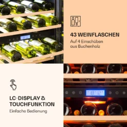 Vinovilla 43 Built-In Duo Weinkühlschrank 2 Zonen 129l 43 Fl Glastür -Klarstein Verkaufs 10032031 de 0005 logo