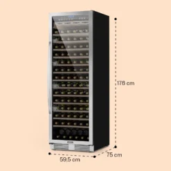 Vinovilla Grande 165 Built-in Uno Weinkühlschrank 425l 165Fl. Glastür -Klarstein Verkaufs 10032033 yy 0007 dimensions