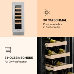 Vinovilla Smart Weinkühlschrank 50l / 20 Flaschen Glastür Edelstahl -Klarstein Verkaufs 10032037 de 0004 logo