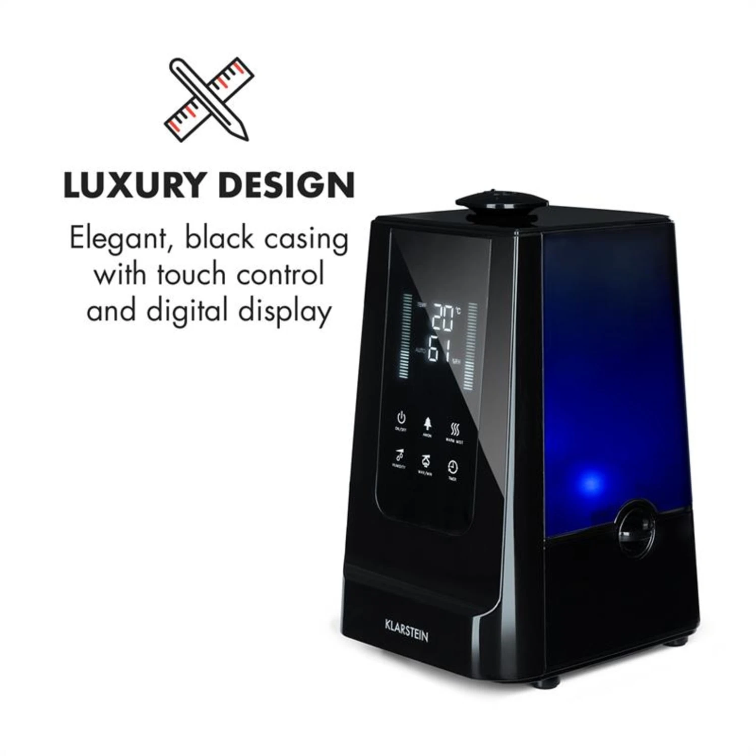 VapoAir Luftbefeuchter Ionisator 350ml/h 5,5l Tank Aroma Fernbedienung VapoAir Luftbefeuchter Ionisator 350ml/h 5,5l Tank Aroma Fernbedienung -Klarstein Verkaufs 10032103 yy 0006 logo Klarstein VapoAir Luftbefeuchter Ionisator reedit