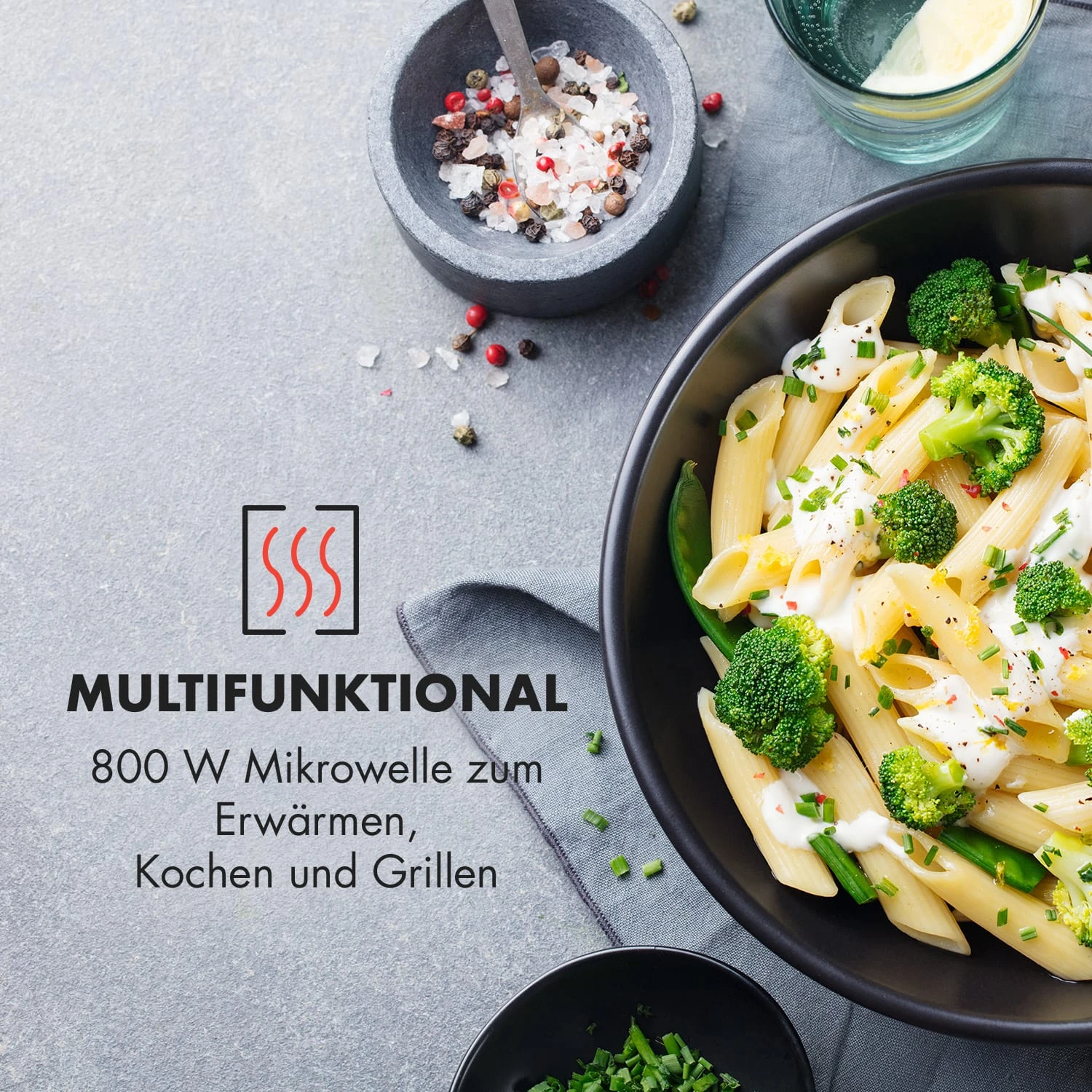 Fine Dinesty 2-in-1-Mikrowelle: 23l 800W / Grill: 1000W blau Fine Dinesty 2-in-1-Mikrowelle: 23l 800W / Grill: 1000W Blau -Klarstein Verkaufs 10032201 de 0004 logo