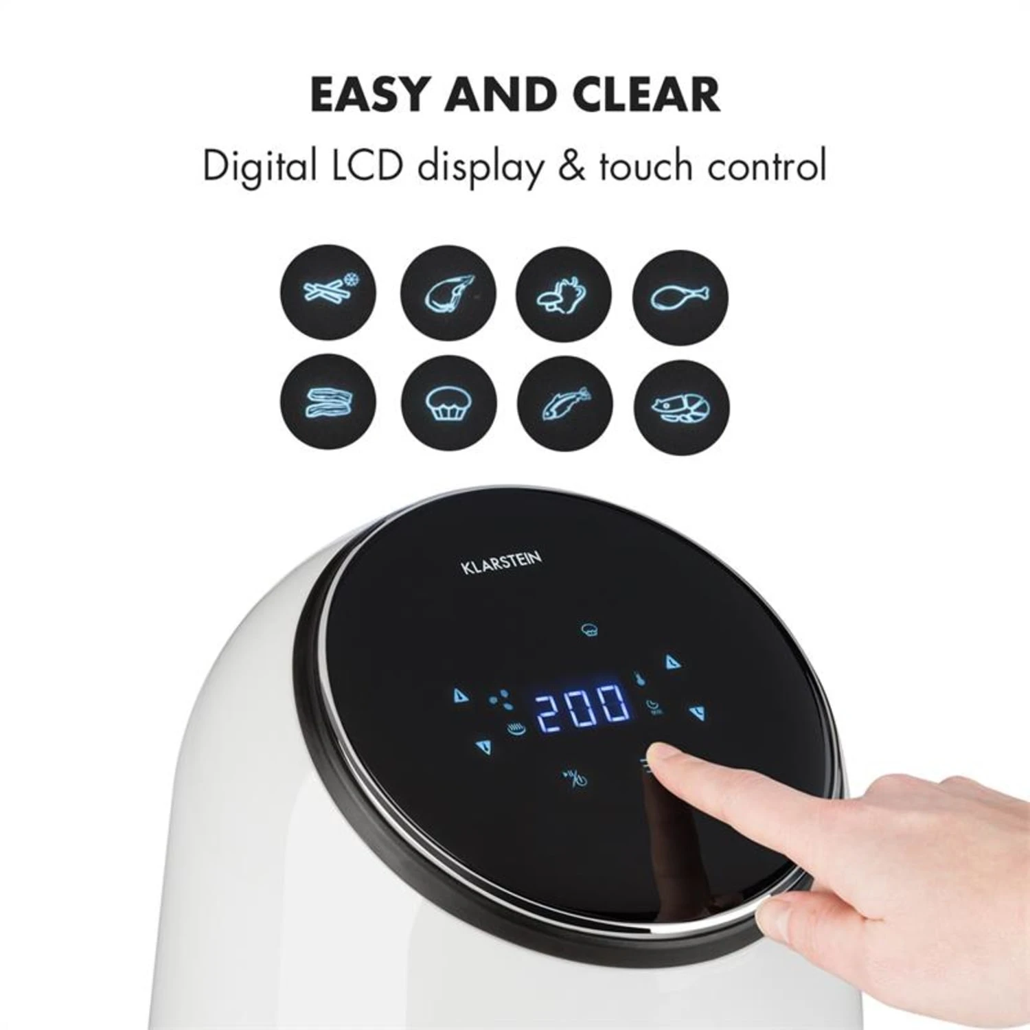 AirVital Heißluftfritteuse 1300W 2,5l CeraPlus-Antihaft Touch weiß AirVital Heißluftfritteuse 1300W 2,5l CeraPlus-Antihaft Touch Weiß -Klarstein Verkaufs 10032331 yy 0005 logo Klarstein AirVital Heissluftfritteuse 1300W weiss